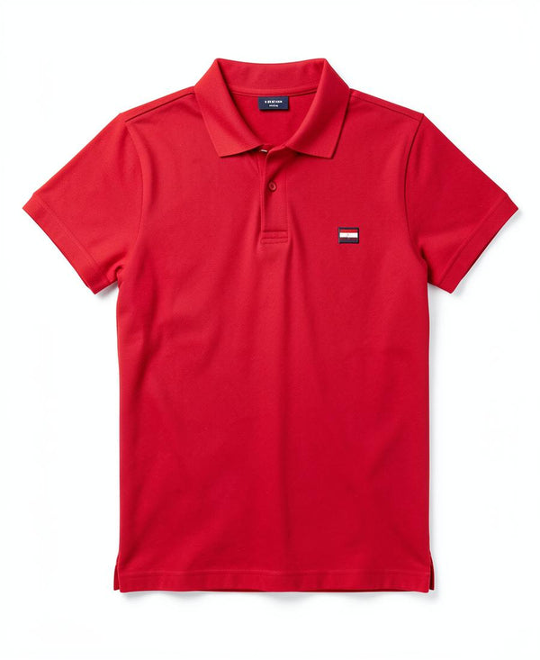 Red Tommy Hilfiger polo shirt
